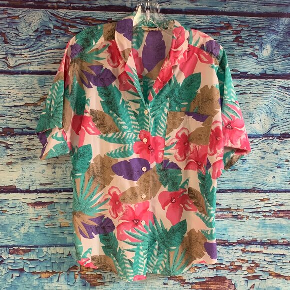 Vintage Koret Francisca Floral Short Sleeved Blouse - Picture 1 of 4